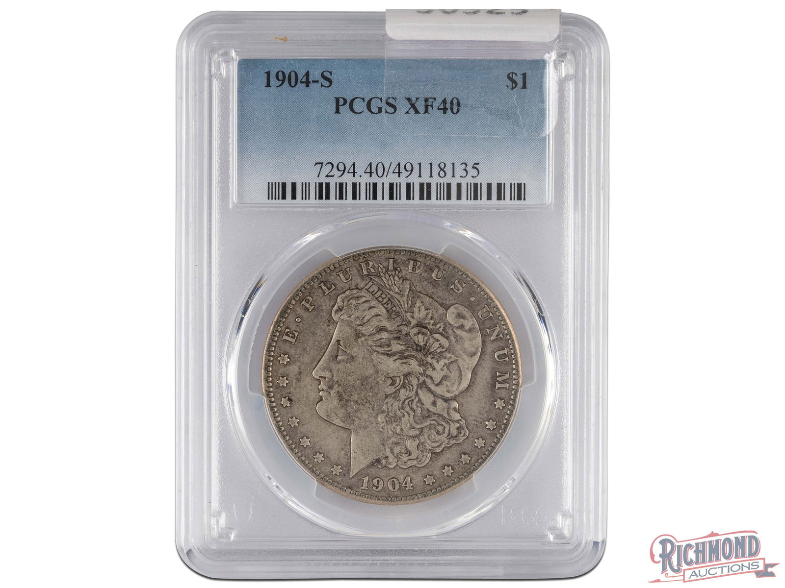 1904-S $1 Morgan Silver Dollar, PCGS XF-40: The year 1904 marked the final year of the Morgan Dollar prior to a 17 year hiatus. The San Francisco Mint was beginning to slow down on their production of Morgan Dollars and produced limited quantit