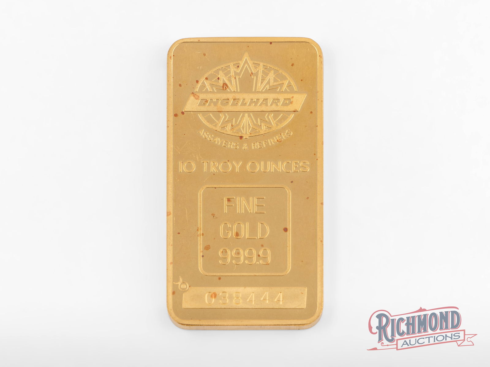 10 oz Engelhard Maple Leaf to Pair with the 5 oz Version We Are Selling: In our sale you will find a 1981 5 oz Engelhard Assayers & Refiners gold bar. This present 10 oz version would be the perfect option to pair with it. As we have said in other gold bar descriptions, En