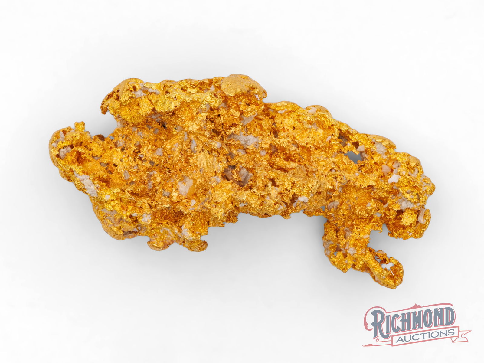 68g Large Reef Gold Nugget (2.1oz): This large Australian gold nugget is an increasingly rare find-one of those substantial, solid pieces that are becoming exceptionally difficult to uncover in today's goldfields. Heavy and chunky with
