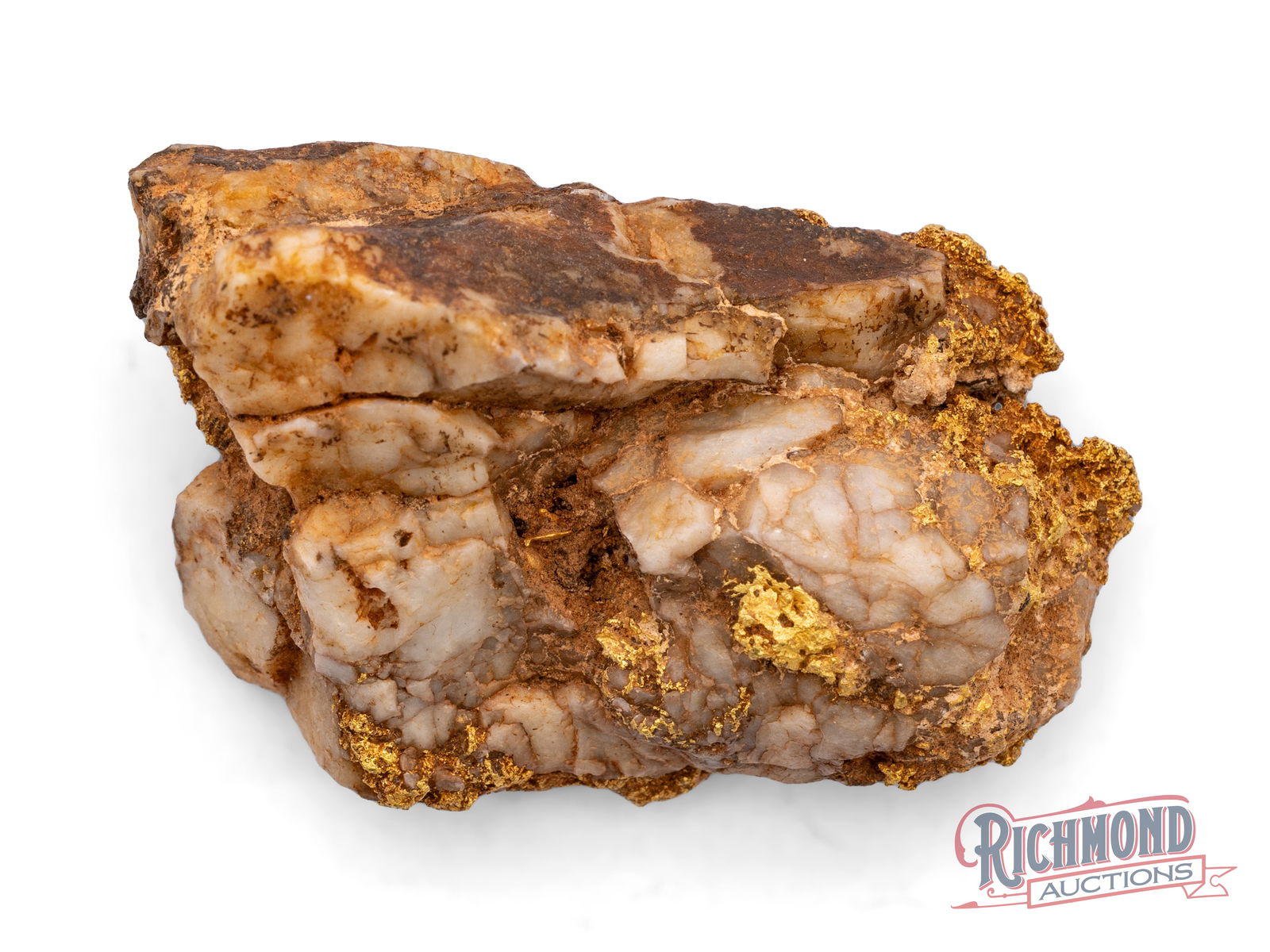 65g Gold and Quartz Nugget (2.09oz): This highly mineralized quartz vein specimen is rich with fine gold dispersed throughout the quartz, creating a striking sponge-gold appearance. Rather than a single mass of gold, the metal occurs as