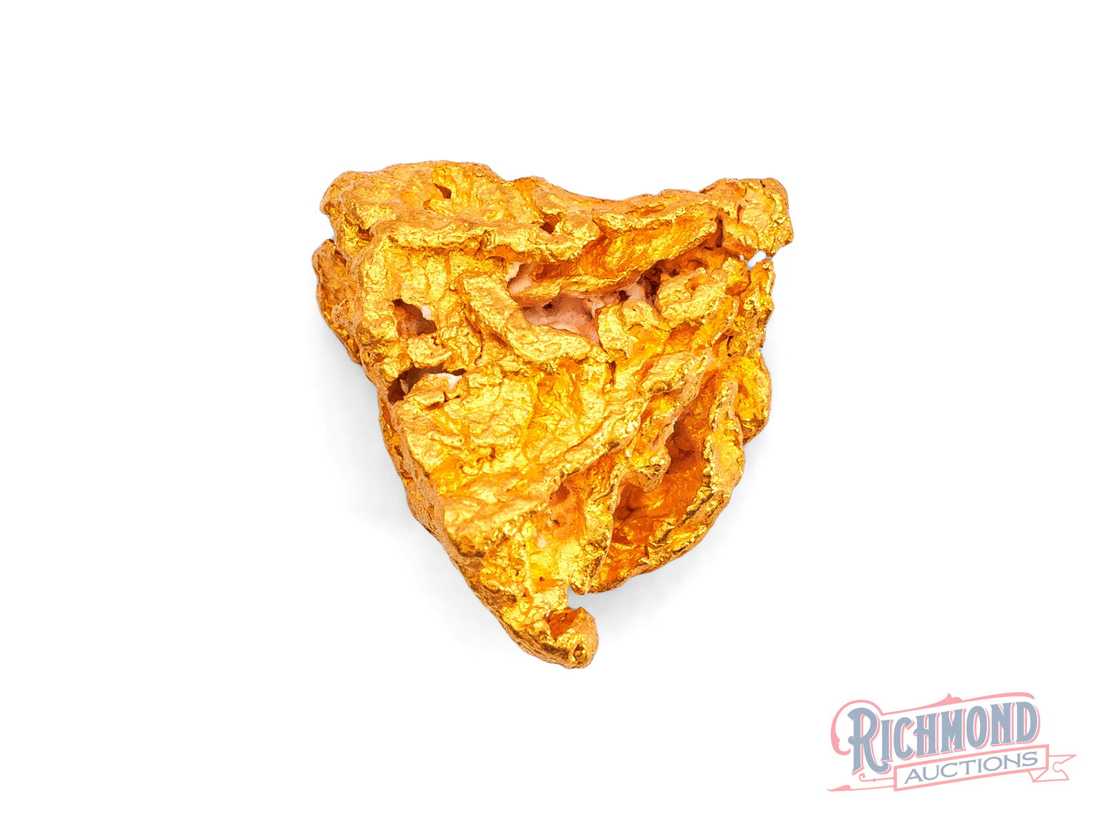 7.5g Natural Golden Triangle Gold Nugget: Locked in a vault since the 80s, found by a very successful prospector who has held onto them ever since, found in the remote outback of WA, this nugget has interesting shapes and water worn edges.