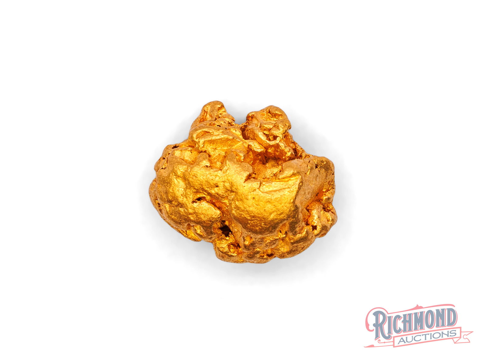 3.5g Natural Gold Nugget: Discovered decades ago and stored ever since, this nugget shows classic signs of water wear. Its form reveals long movement through a natural watercourse. PURITY: 22k.