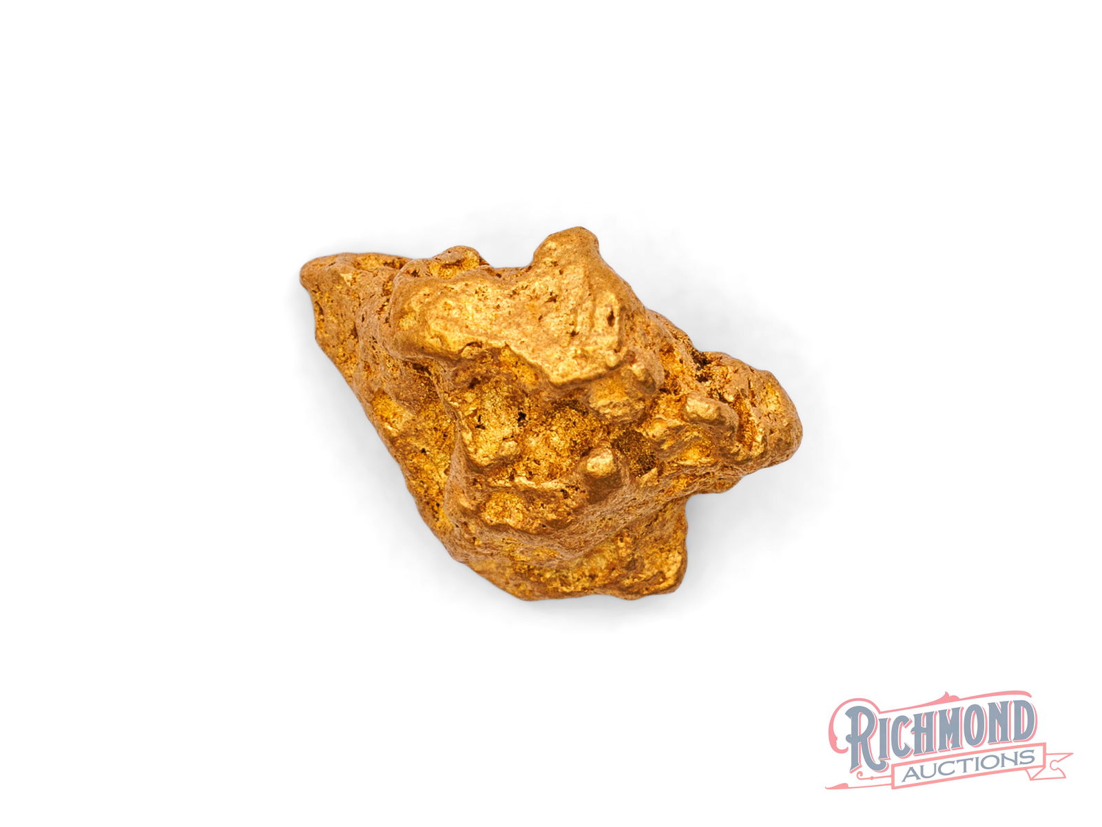 3.6g Natural Gold Nugget: This nugget was found in the remote outback of WA and locked away shortly after. Its polished, water-worn appearance reveals a long and steady journey through flowing water. PURITY: 22k.