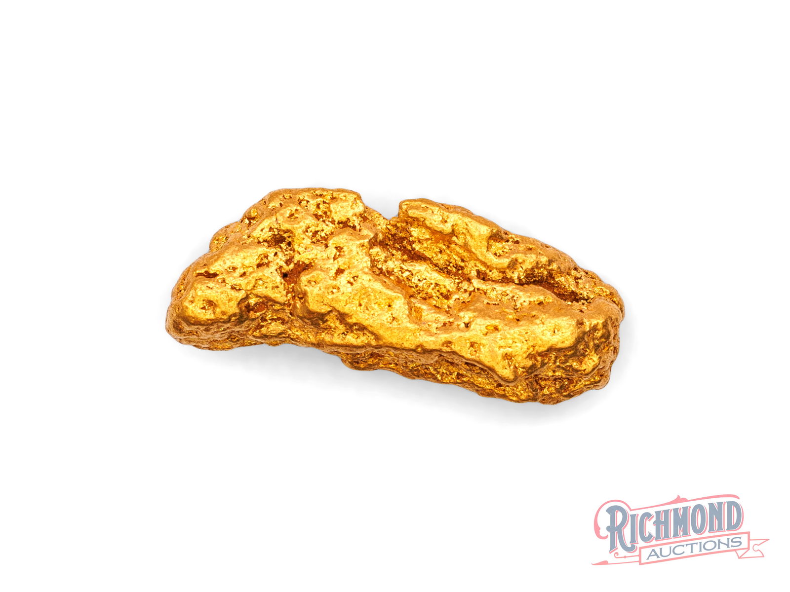 2.8g Natural Gold Nugget: Discovered by a seasoned prospector and stored in a vault since the 80s, this nugget carries the clear signs of water shaping from prolonged movement. PURITY: 22k.
