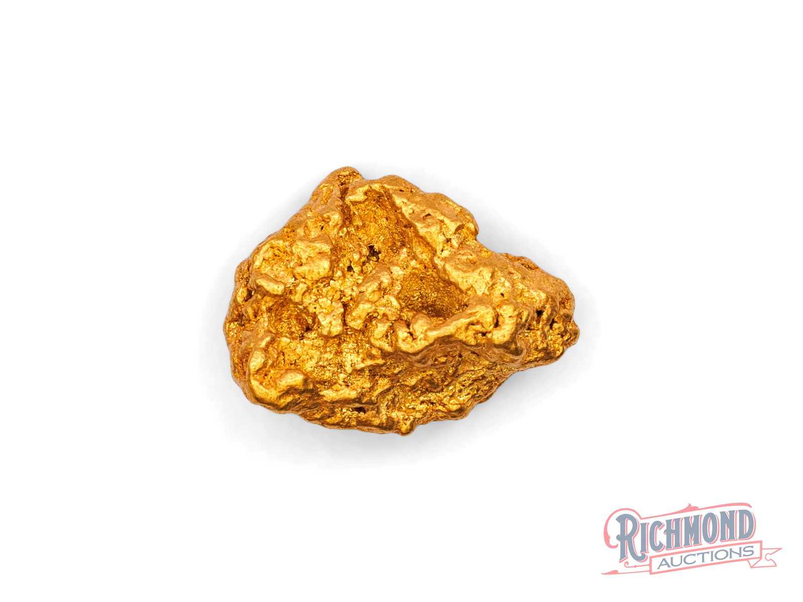 2.7g Natural Gold Nugget: This nugget has been privately held since the 1980s after being found by a successful WA prospector. Its smooth, rounded appearance reflects extensive travel through water PURITY: 22k.