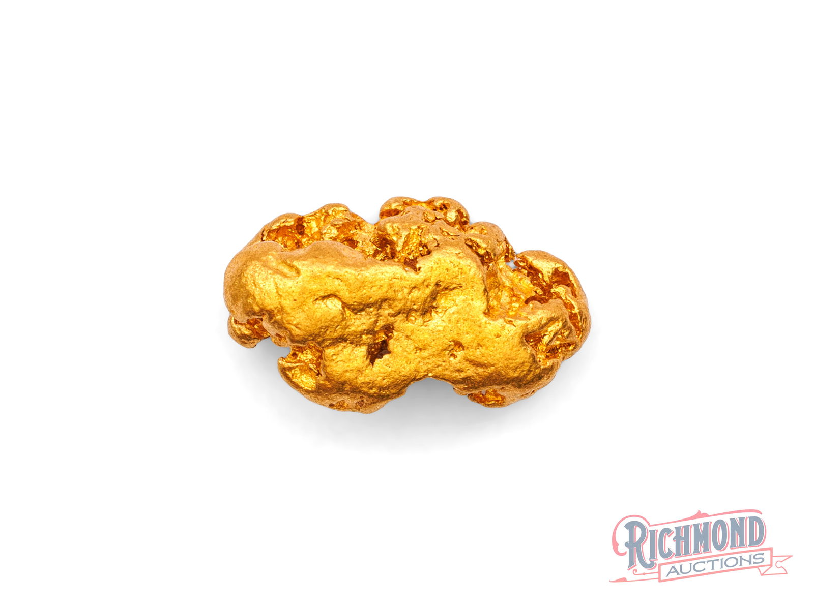 4g Natural Gold Nugget: Held privately since the 1980s, this nugget was found by a prospector who worked some of WA's most remote ground. Its worn edges and rounded shape speak to extensive water movement. PURITY: 22k.