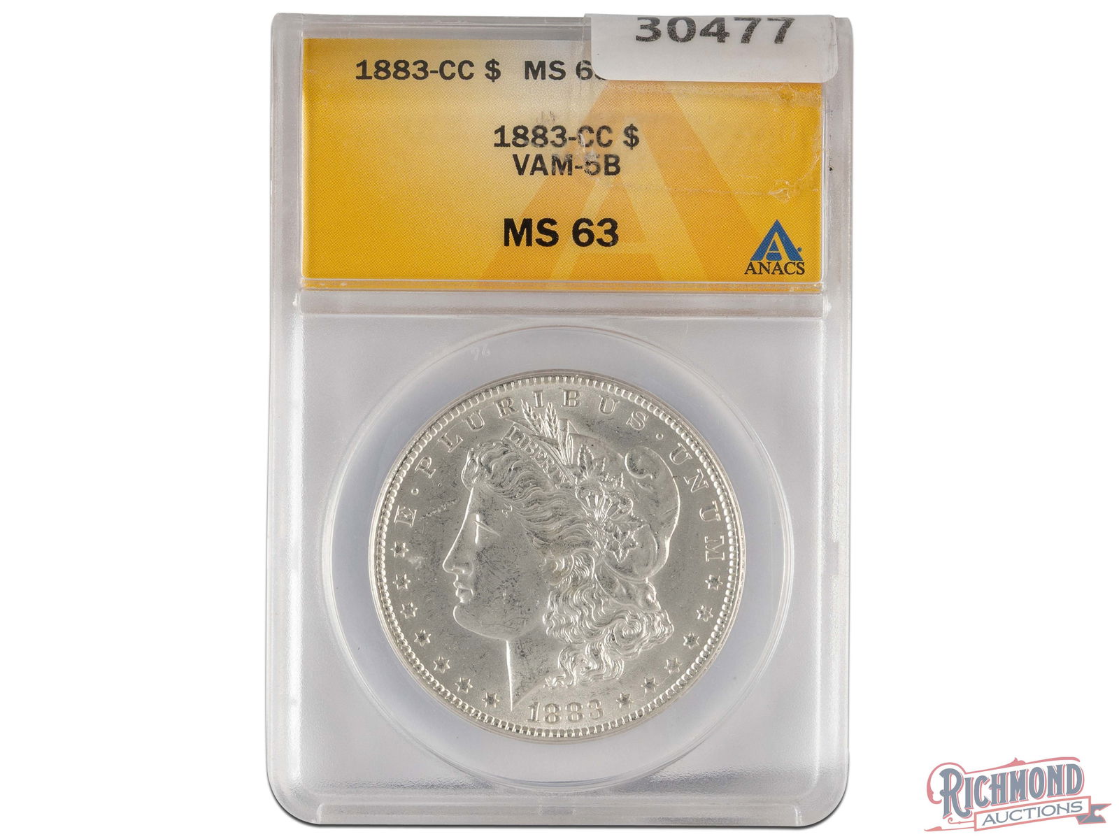 1883-CC Morgan Silver Dollar, ANACS MS-63 (1 of 2)