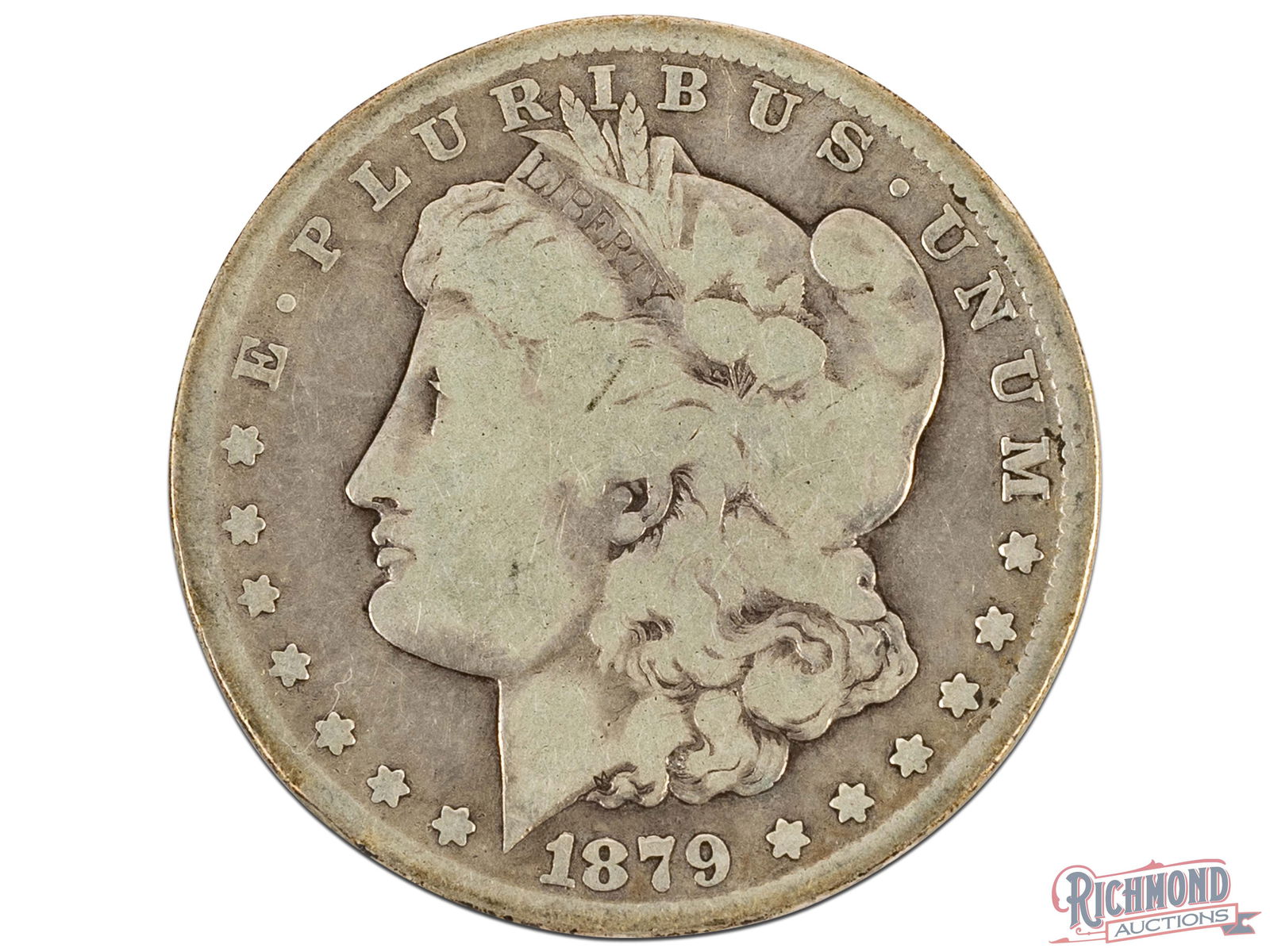 Circulated 1879-CC Morgan Silver Dollar: The 1879-CC Silver Dollar is a key date in the series. The coin shown here is in good condition. It becomes extremely rare in grades About Uncirculated. MANUFACTURER: United States Mint. DESIGNER/SIGN