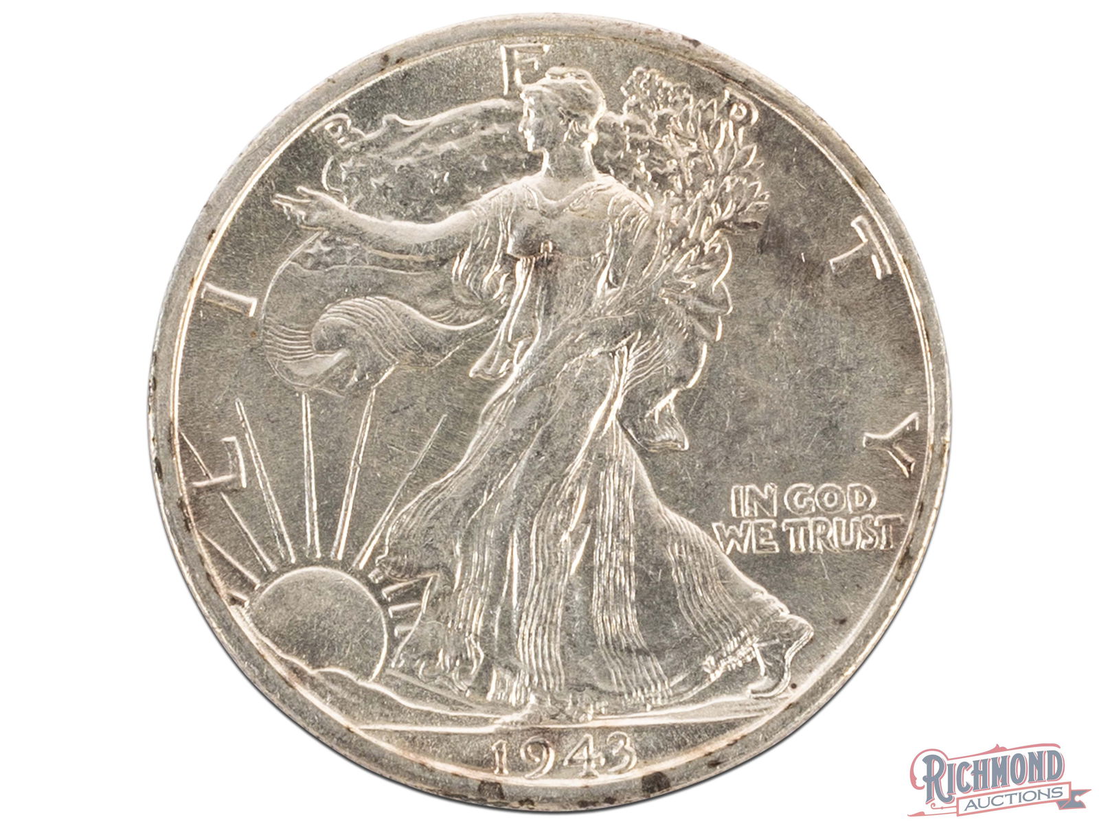 Uncirculated 1943 Walking Liberty Silver Half Dollar: Finding a pleasing Uncirculated Walker is proving to be more and more difficult. Here we offer an excellent example that will fit well into your collection. The price premium on uncirculated Walkers h