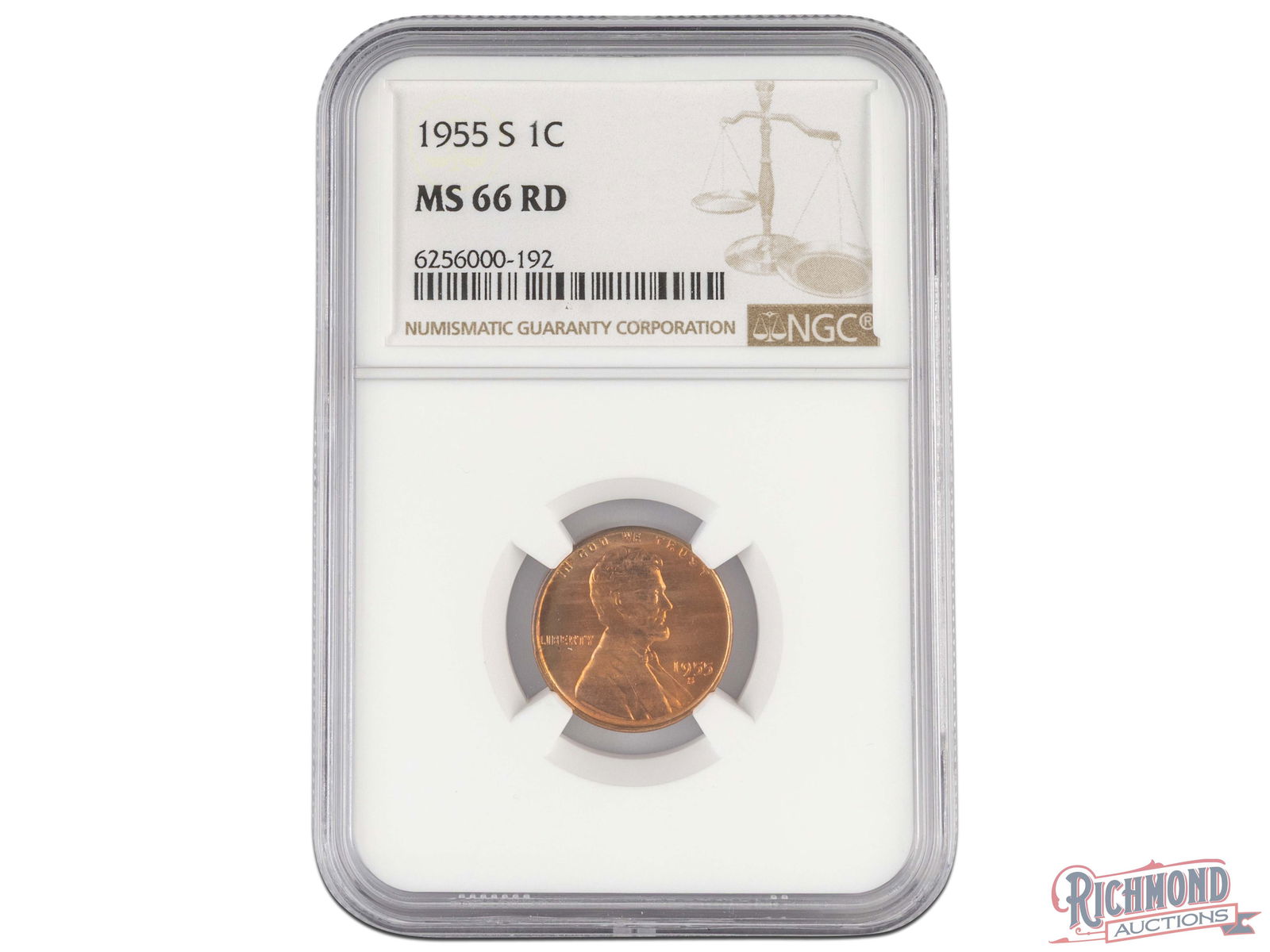1955-S Lincoln Wheat Cent, NGC MS-66 RD (1 of 2)
