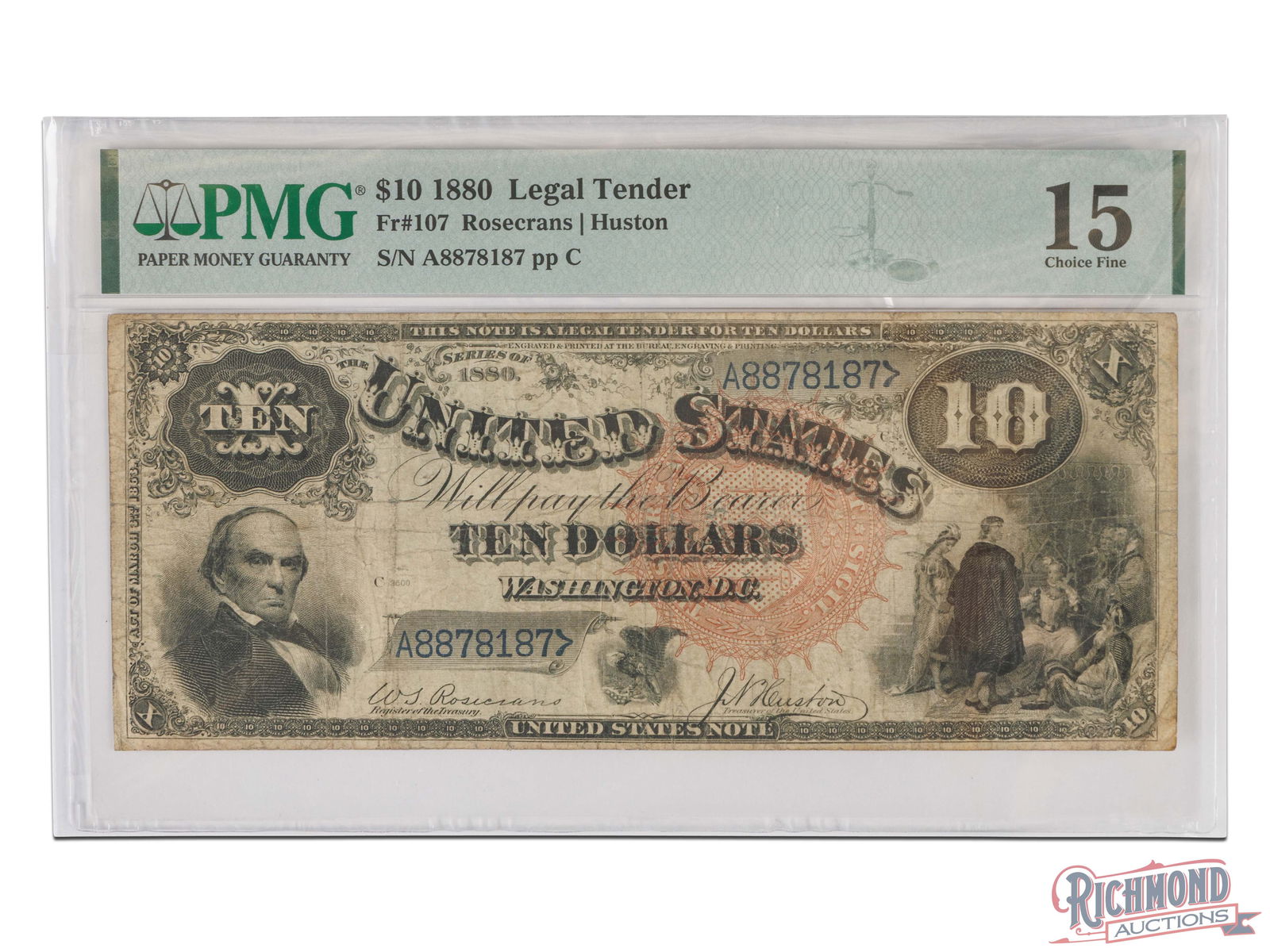 Pleasant Mid-Grade Jackass 1880 $10 Banknote (1 of 2)