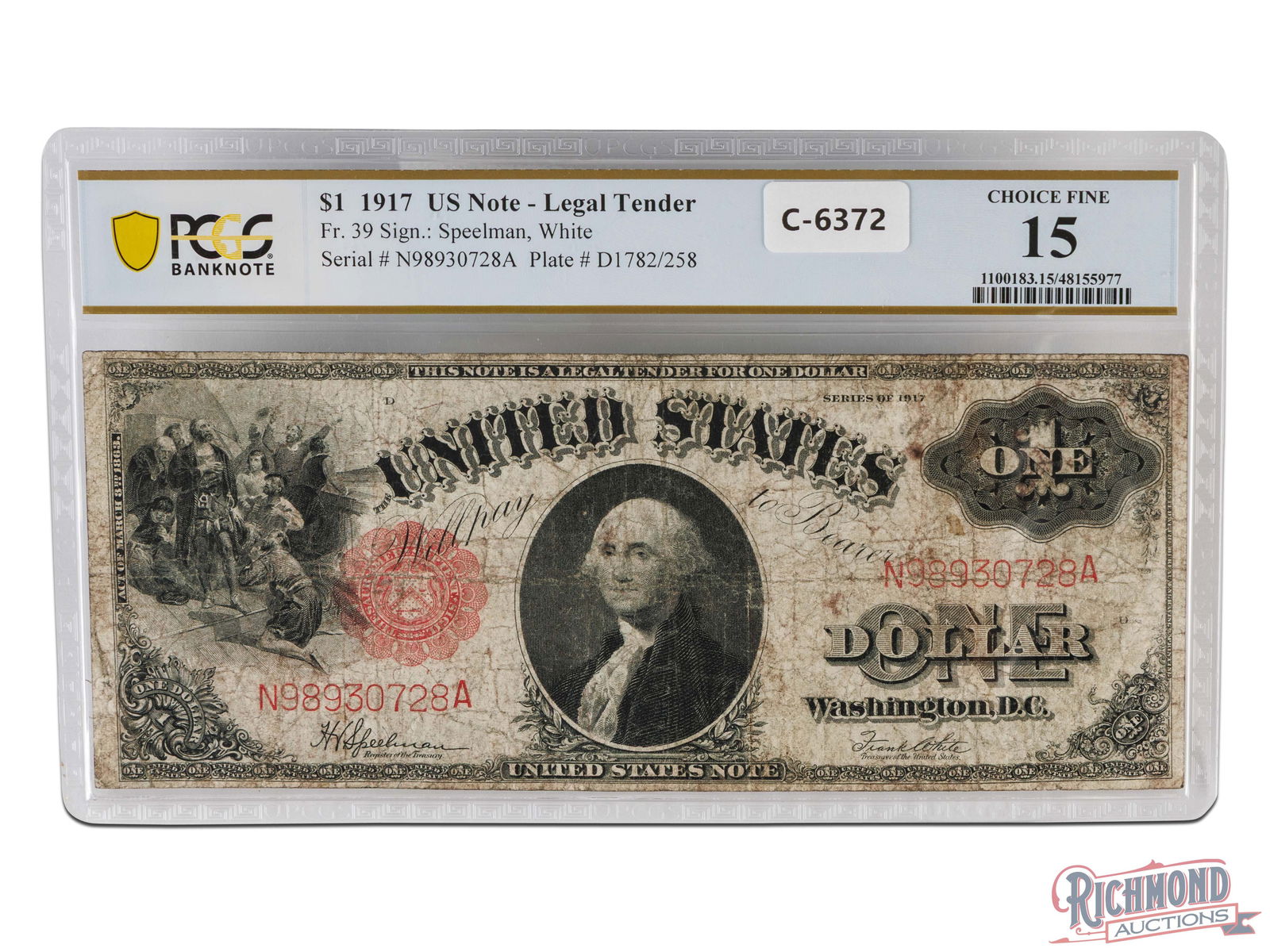 Quintessential 1917 $1 Sawhorse in Fine 15 Condition (1 of 3)