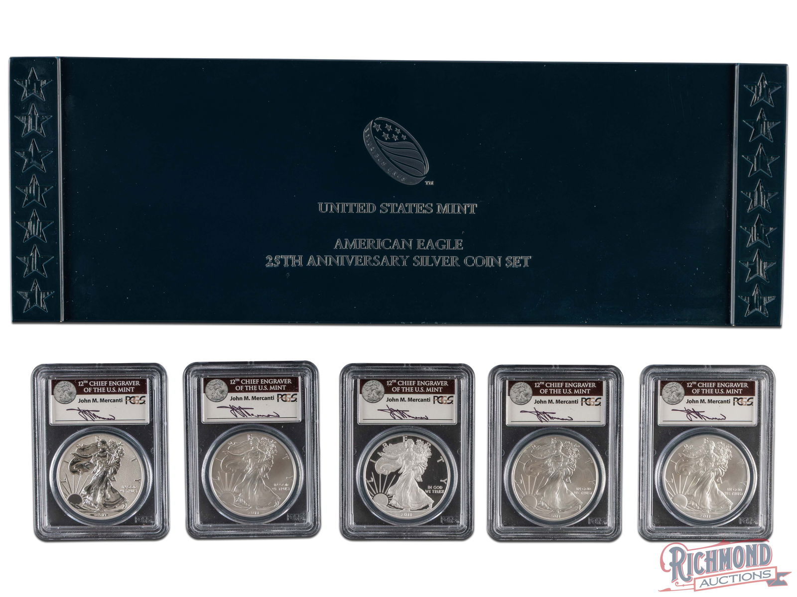 American Eagle 25th Anniversary Silver Coin Set, 2 PCGS PR-69 and 3 PCGS MS-69 (1 of 4)