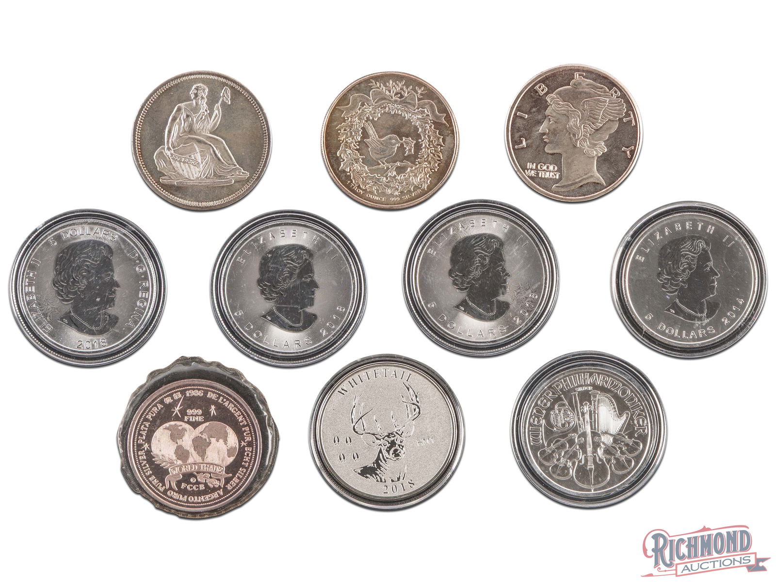 Lot of 10 1 oz Silver Rounds (1 of 2)