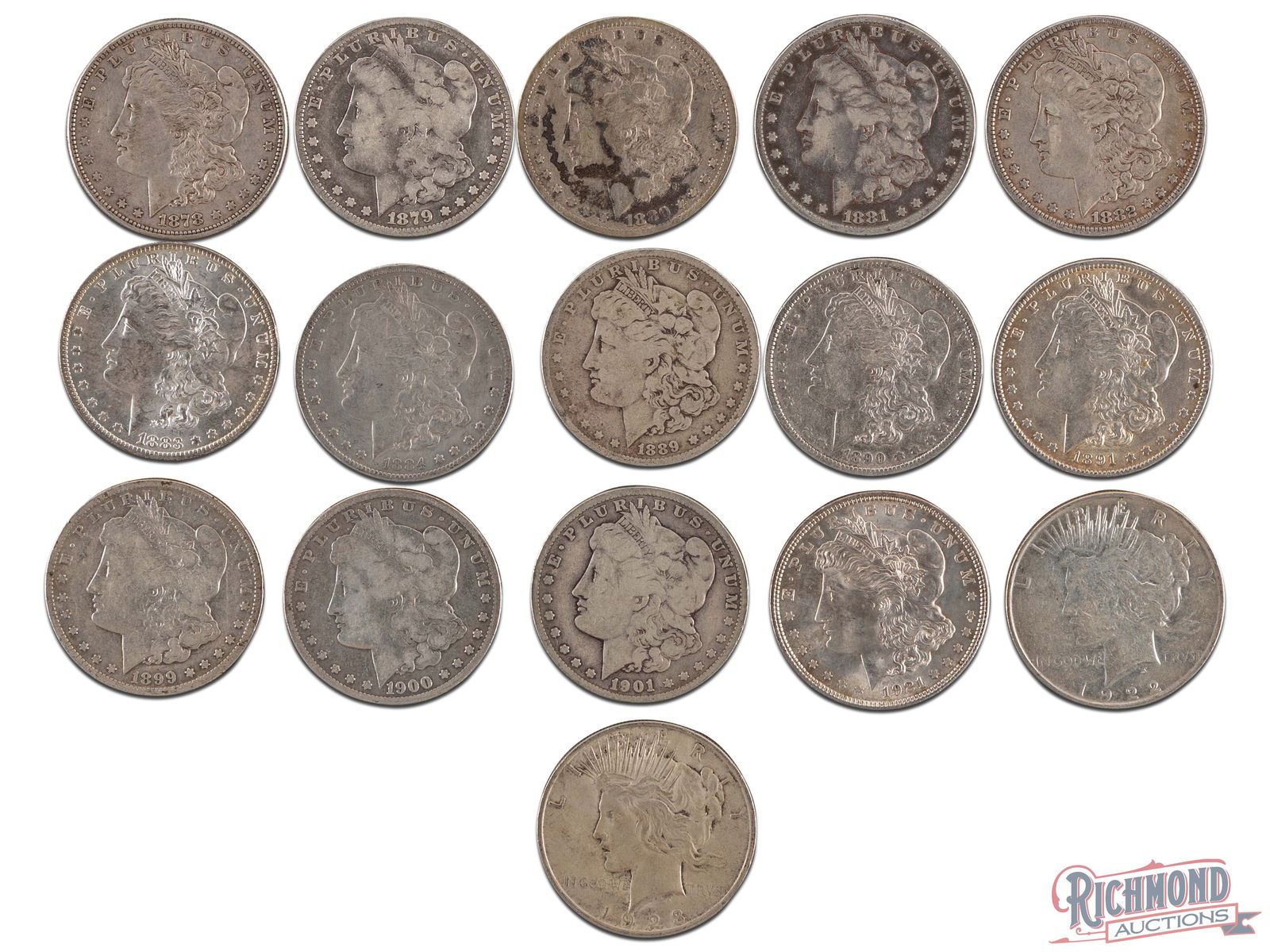 Lot of 16 Silver Dollars (1 of 2)