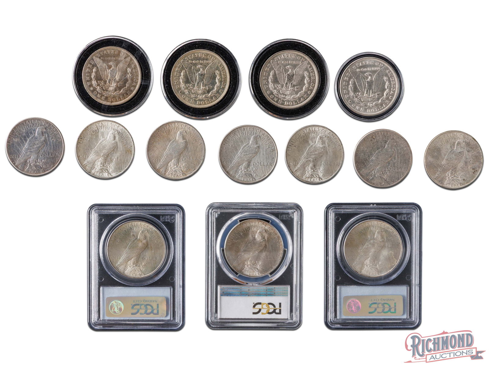 Lot of 14 Silver Dollars, some raw and some certified - 2