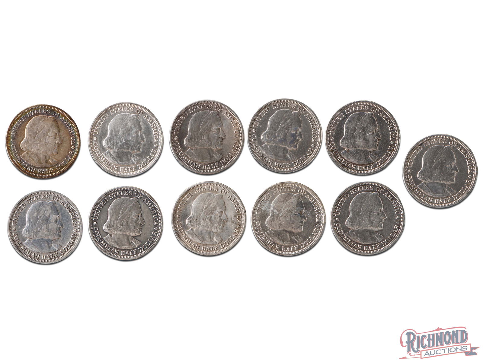 11 Coins, 4 1892 Columbian Halves and 7 1893 Columbian Halves (1 of 2)
