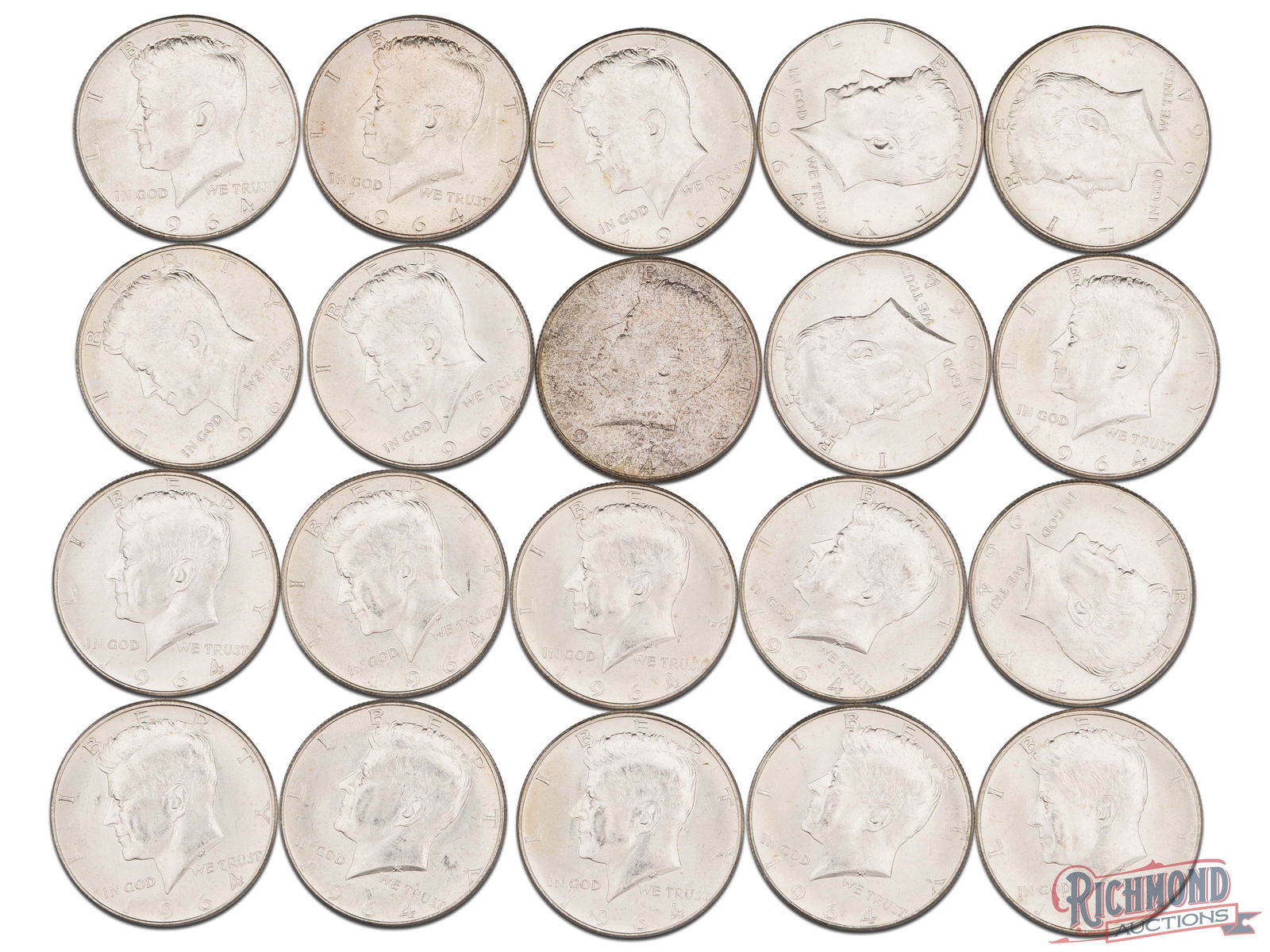 Roll of 20 1964 Kennedy Half Dollars, UNC Condition (1 of 2)