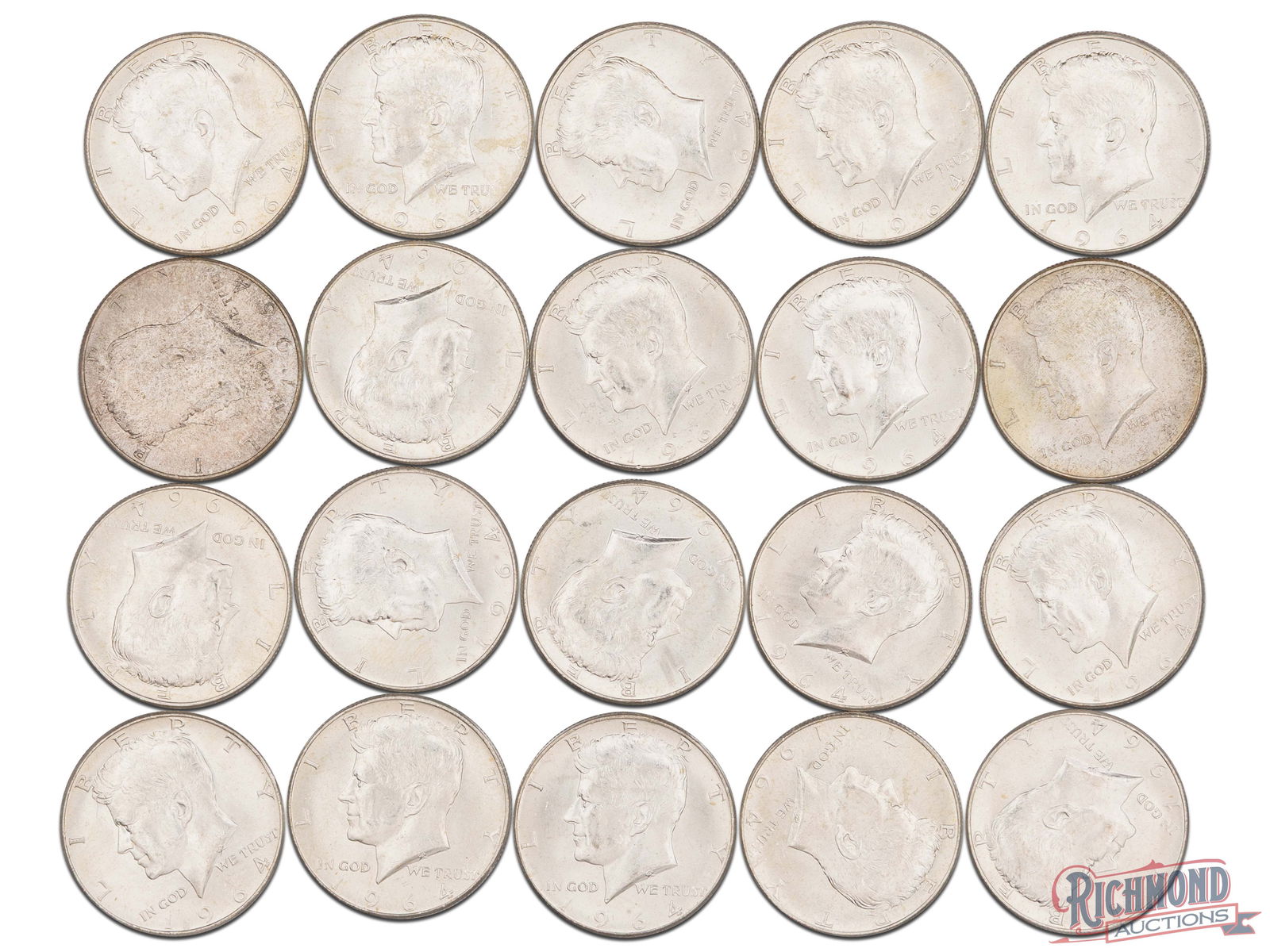 Roll of 20 1964 Kennedy Half Dollars, UNC Condition (1 of 2)