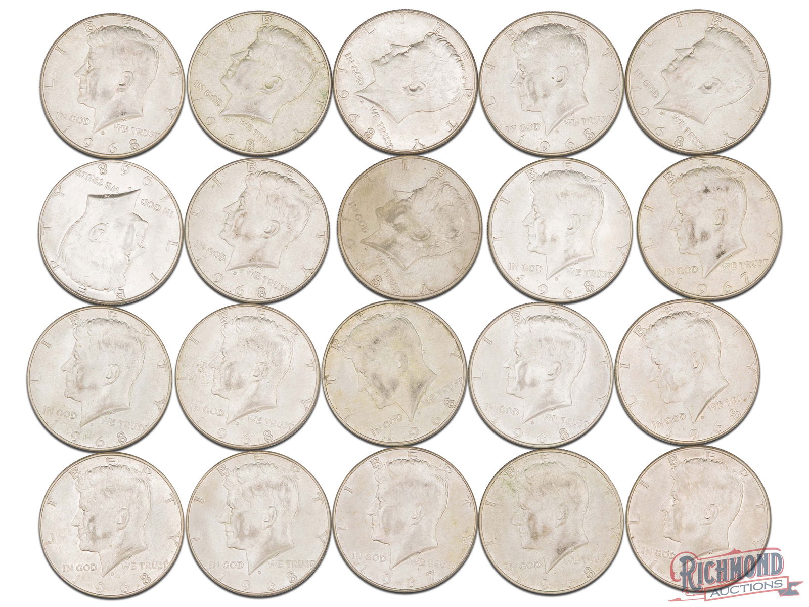 Roll of 20 40% Kennedy Half Dollars, AU-UNC (1 of 2)