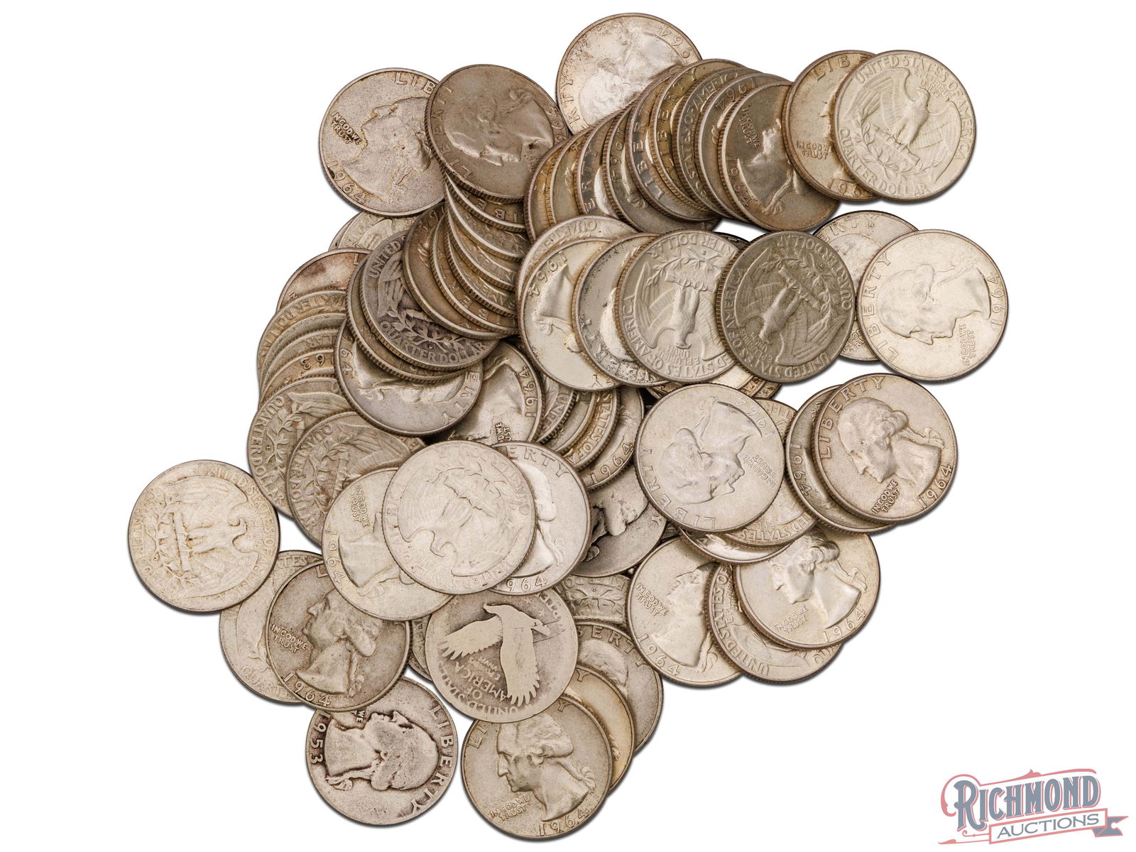 2 Rolls of Silver Quarters, Each Roll with 40 Silver Quarters, Various Dates and Conditions (1 of 1)