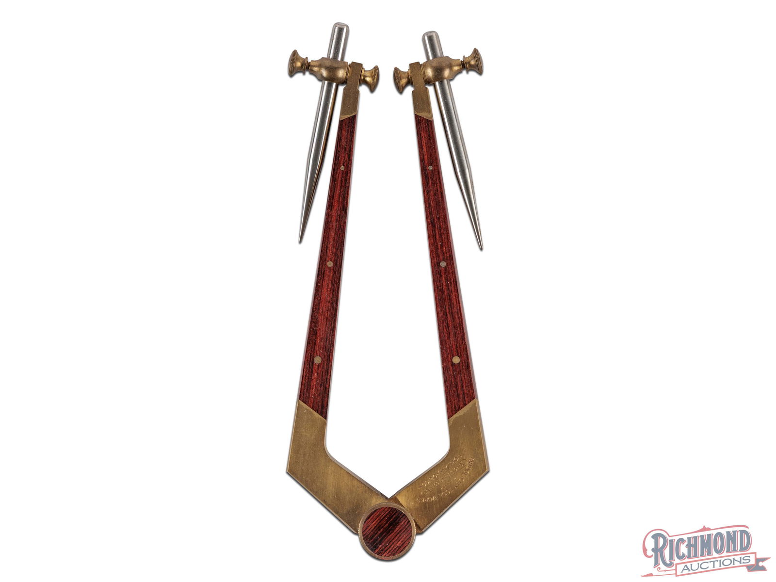 Bridge City Tool Works DC-40 Dividing Compass w/ Original Box & Paperwork: This brass and wood dividing compass is in excellent condition and ppears NOS (new old stock). It includes the original box and factory paperwork.