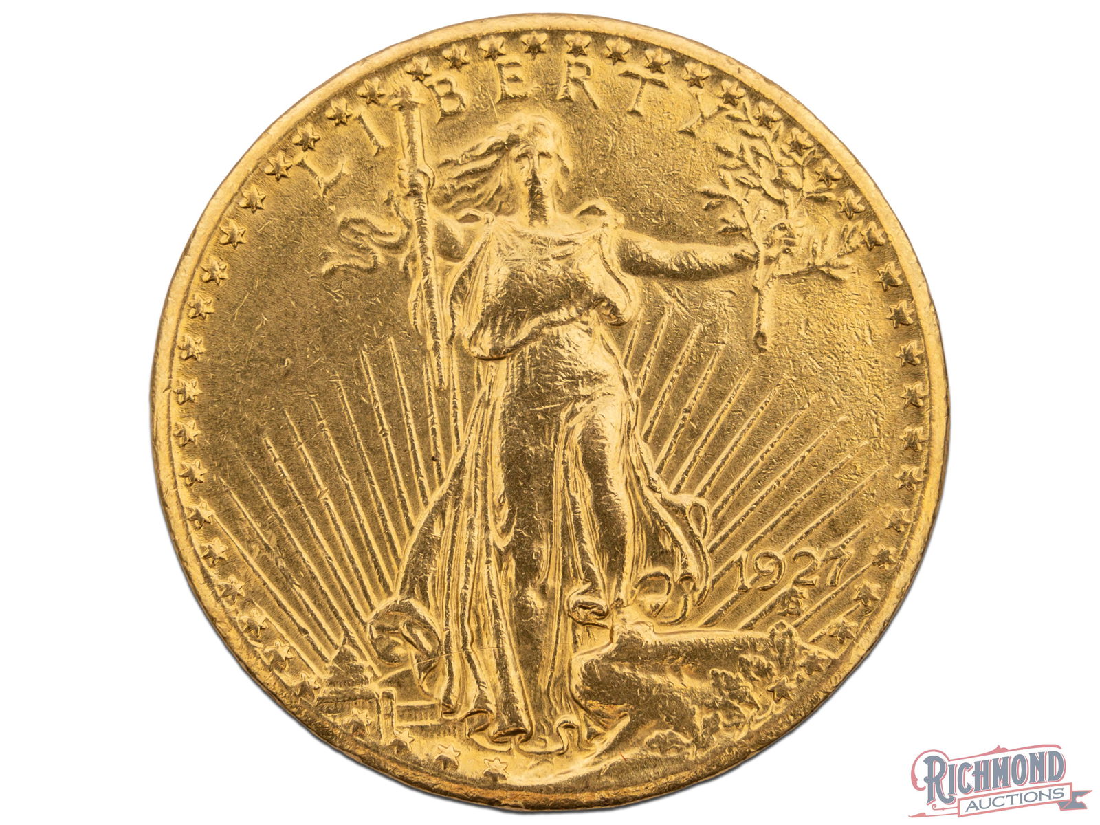 Rich and Vivid 1927 Saint Gaudens $20 Gold Piece in Uncirculated Condition (1 of 2)