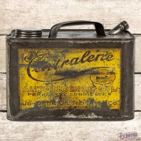 Johnson Centralene Automobile Oil 1 Gallon Metal Motor Oil Can w/ Early Car