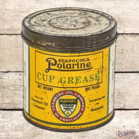 Stanocola Standard Oil Co of Louisiana Metal 1 Pound Grease Can w/ Logo