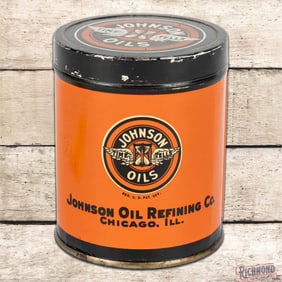 Johnson Oil Refining Co. 1 Pound Metal Grease Can w/ Logo