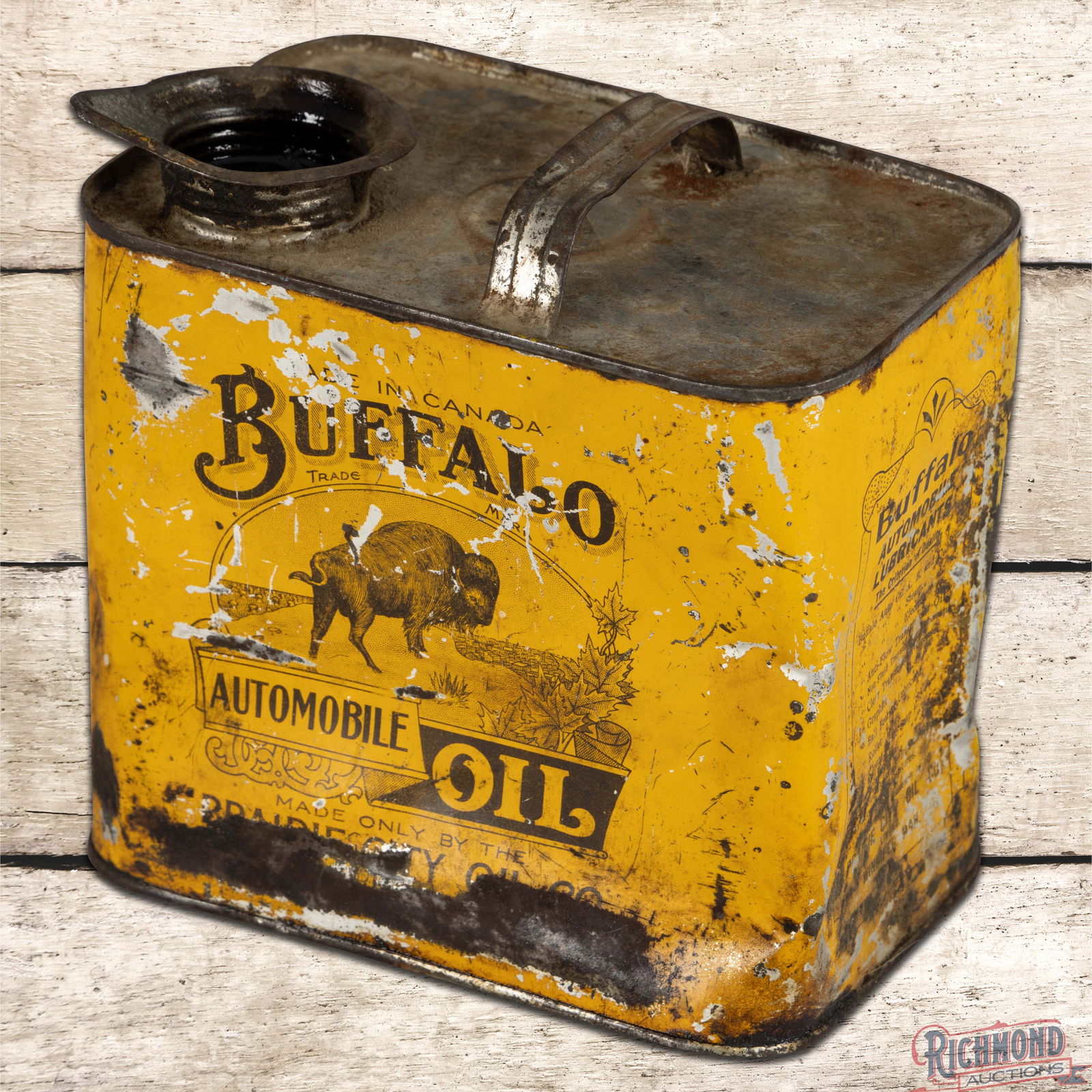 Buffalo Automobile Oil Prairie City Oil Co 1/2 Gallon Metal Can (1 of 9)