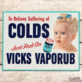 Just Rub on Vicks Vaporub Single Sided Tin Sign w/ Baby