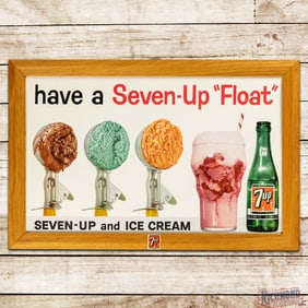 Have a Seven-Up Float Cardboard Advertising Sign w/ 7up Frame
