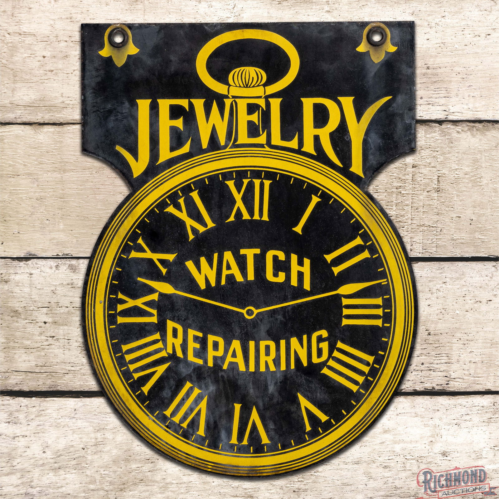 Jewelry Watch Repairing Die Cut Double Sided Porcelain Sign (1 of 3)