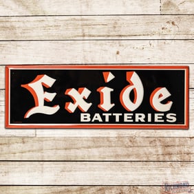 1954 Exide Batteries Emb. Single Sided Tin Sign