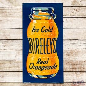 Ice Cold Bierley's Real Orangeade Emb. Single Sided Tin Sign w/ Bottle