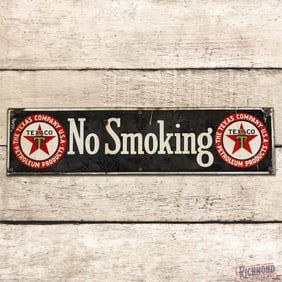 Texaco The Texas Company No Smoking Single Sided Porcelain Logo Sign w/ Black T