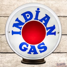 Indian Gas Complete 13.5" Wide Milk Glass Body Gas Pump Globe