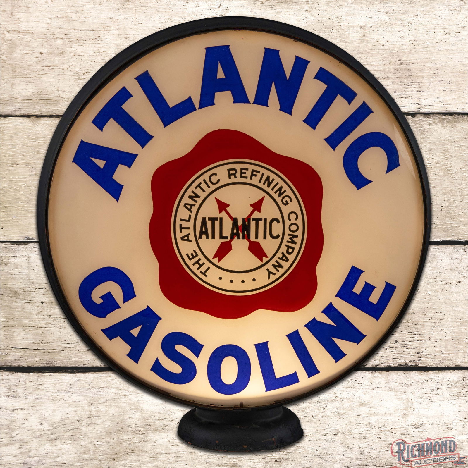 Atlantic Gasoline 16.5" Complete LP Metal Gas Pump Globe Body w/ Fried Egg Logo (1 of 6)