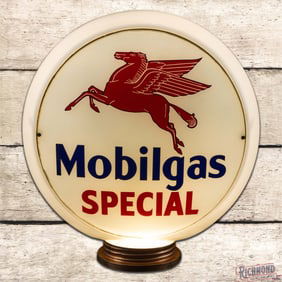 Mobilgas Special 13.5" Complete Milk Glass Body Globe w/ Original Box