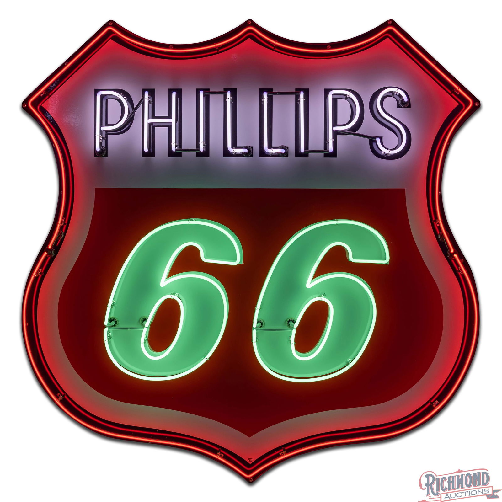 Excellent 1966 Phillips 66 Gasoline 6' Single Sided Porcelain Neon Service Station Sign - 2