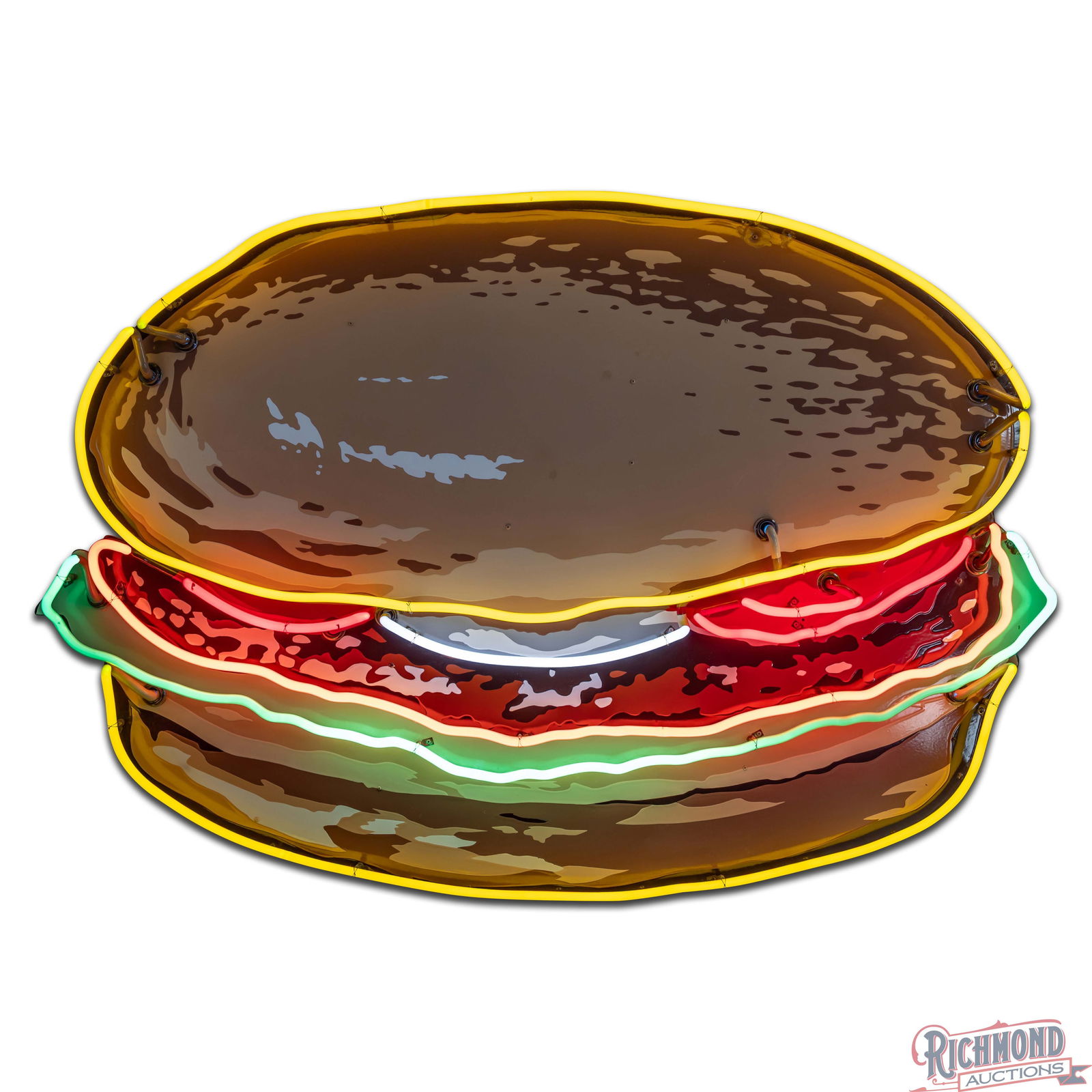 Fantastic Hamburger 5.5' Die Cut "7 Color" Single Sided Porcelain Factory Neon Sign - 2