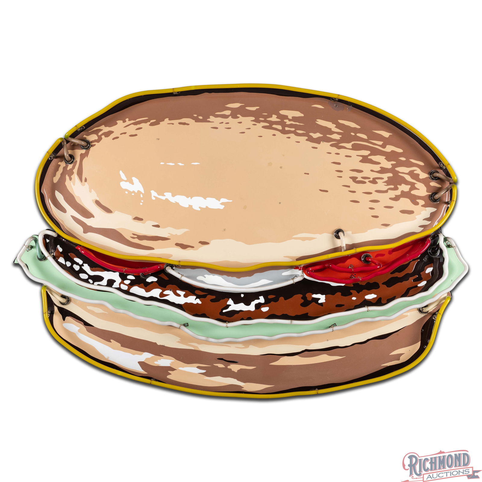 Fantastic Hamburger 5.5' Die Cut "7 Color" Single Sided Porcelain Factory Neon Sign - 3