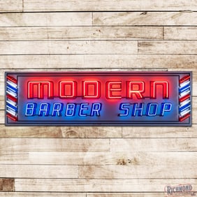 Modern Barber Shop 10' Single Sided Porcelain Factory Neon Sign
