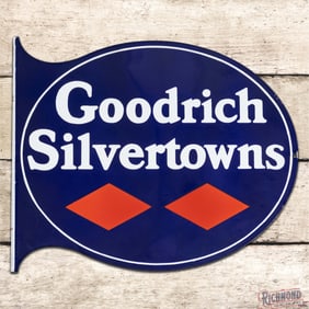 Impressive Goodrich Silvertowns Tires Double Sided Porcelain Flange Sign