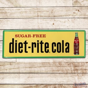 Amazing NOS Sugar Free Diet Rite Cola w/ Bottle Emb. Single Sided Tin Sign