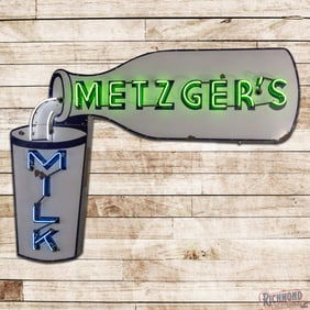 Metzger's Milk Die Cut 7' Single Sided Porcelain Factory Neon Sign