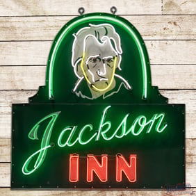 Jackson Inn Die Cut 5' Single Sided Porcelain Factory Neon Sign Wilmington Delaware