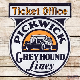 Pickwick Greyhound Lines Ticket Office Die Cut Double Sided Porcelain Sign