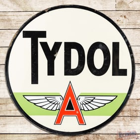 Tydol Flying A Gasoline 6' Double Sided Porcelain ID Sign w/ Logo